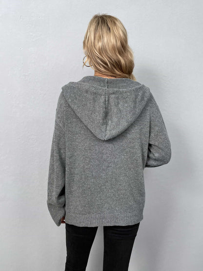 Casual Hooded Button-Down Sweater